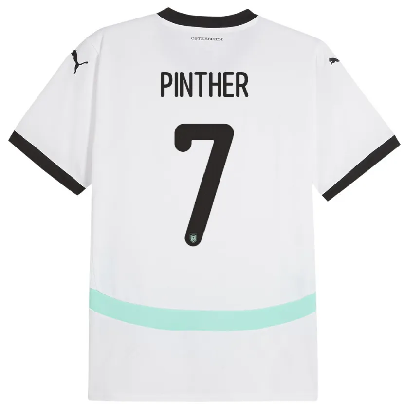 Danxen Femme Maillot Autriche Viktoria Pinther #7 Blanc Tenues Extérieur 24-26 T-Shirt