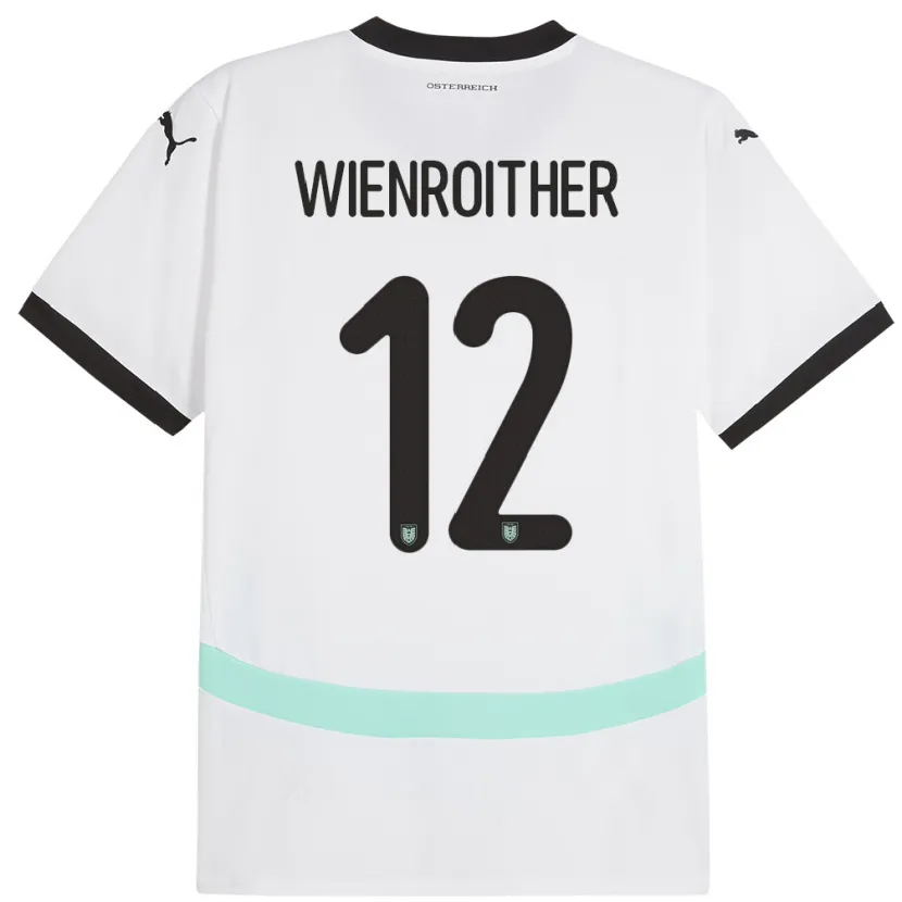 Danxen Femme Maillot Autriche Laura Wienroither #12 Blanc Tenues Extérieur 24-26 T-Shirt