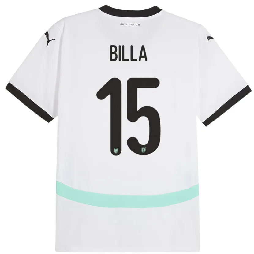 Danxen Femme Maillot Autriche Nicole Billa #15 Blanc Tenues Extérieur 24-26 T-Shirt