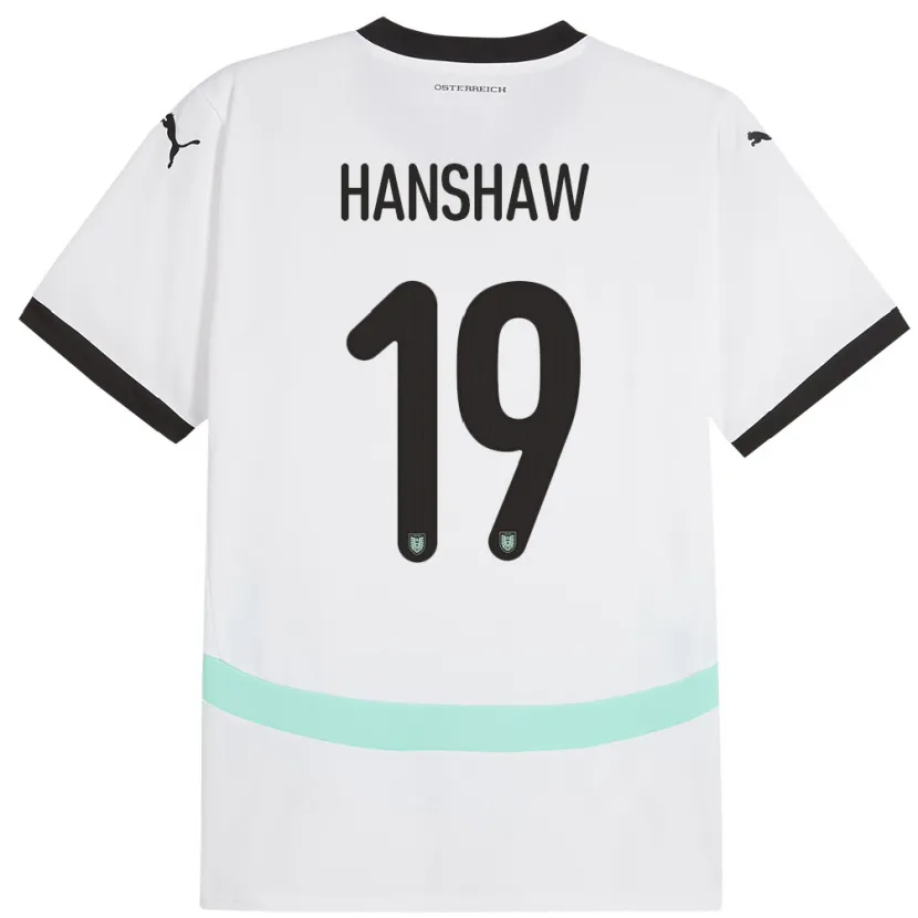 Danxen Femme Maillot Autriche Verena Hanshaw #19 Blanc Tenues Extérieur 24-26 T-Shirt