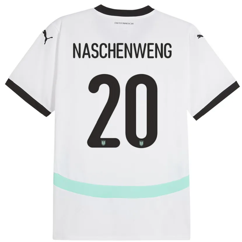 Danxen Femme Maillot Autriche Katharina Naschenweng #20 Blanc Tenues Extérieur 24-26 T-Shirt