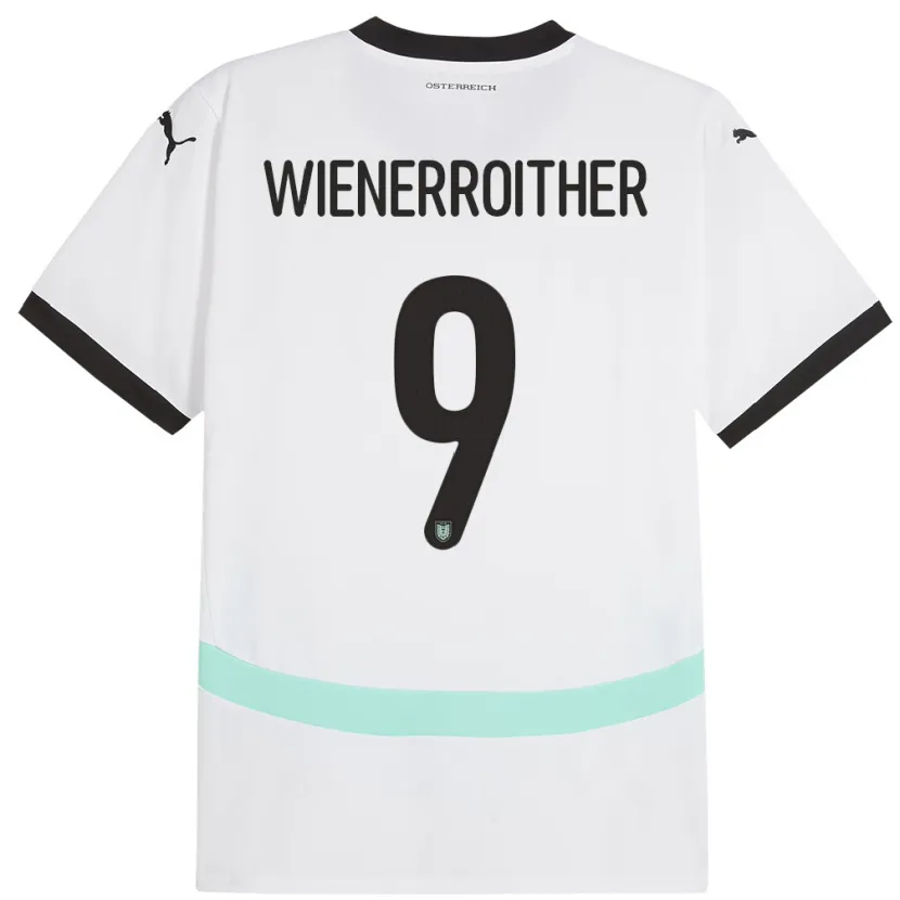Danxen Femme Maillot Autriche Katja Wienerroither #9 Blanc Tenues Extérieur 24-26 T-Shirt