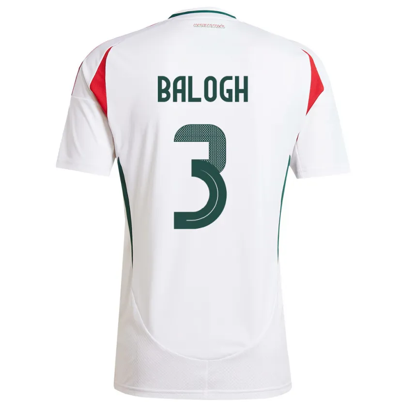 Danxen Femme Maillot Hongrie Botond Balogh #3 Blanc Tenues Extérieur 24-26 T-Shirt