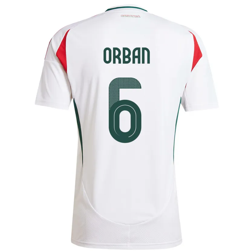 Danxen Femme Maillot Hongrie Willi Orbán #6 Blanc Tenues Extérieur 24-26 T-Shirt