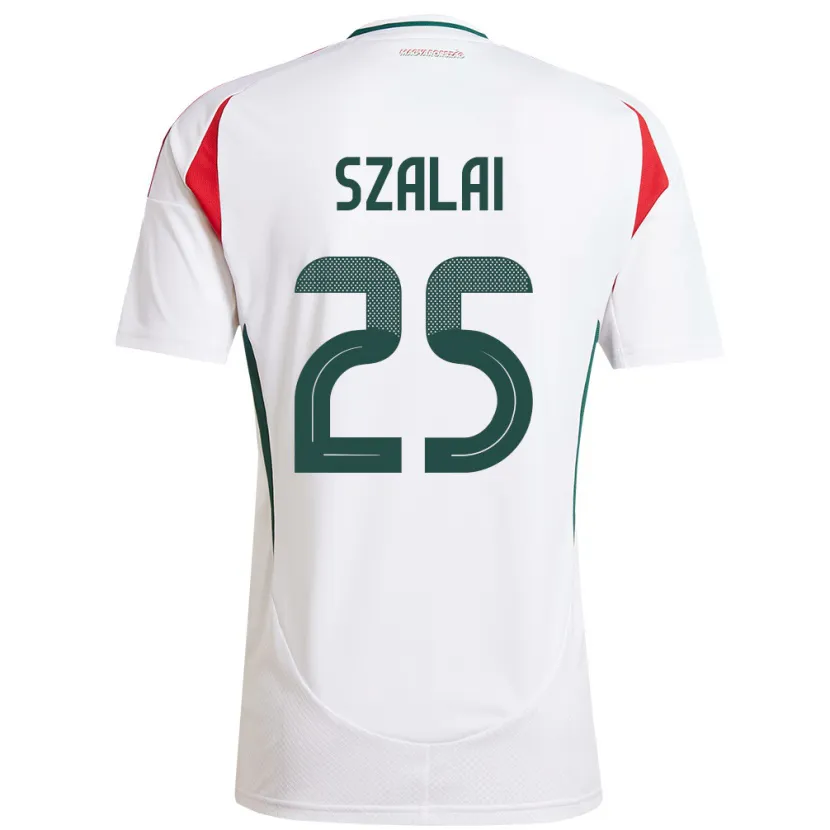 Danxen Femme Maillot Hongrie Gábor Szalai #25 Blanc Tenues Extérieur 24-26 T-Shirt