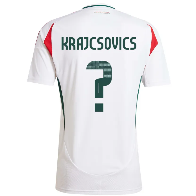 Danxen Femme Maillot Hongrie Ábel Krajcsovics #0 Blanc Tenues Extérieur 24-26 T-Shirt