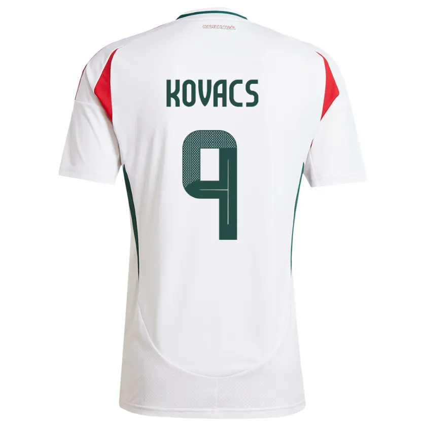 Danxen Femme Maillot Hongrie Patrik Kovács #9 Blanc Tenues Extérieur 24-26 T-Shirt