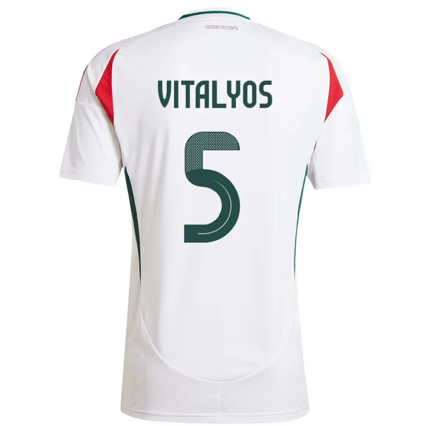 Danxen Femme Maillot Hongrie Viktor Vitályos #5 Blanc Tenues Extérieur 24-26 T-Shirt