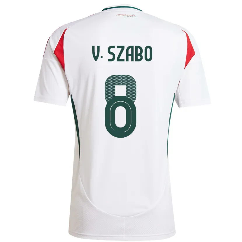 Danxen Femme Maillot Hongrie Viktória Szabó #8 Blanc Tenues Extérieur 24-26 T-Shirt