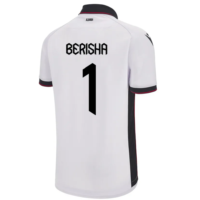 Danxen Femme Maillot Albanie Etrit Berisha #1 Blanc Tenues Extérieur 24-26 T-Shirt
