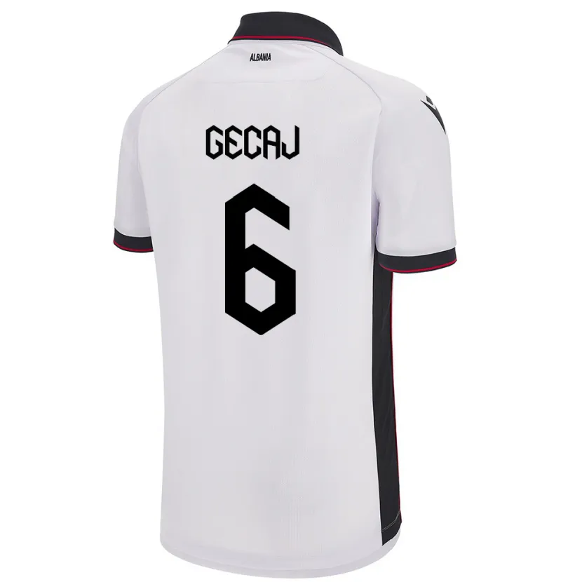 Danxen Femme Maillot Albanie Kris Gecaj #6 Blanc Tenues Extérieur 24-26 T-Shirt