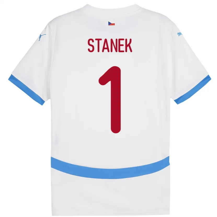 Danxen Femme Maillot Tchéquie Jindrich Stanek #1 Blanc Tenues Extérieur 24-26 T-Shirt