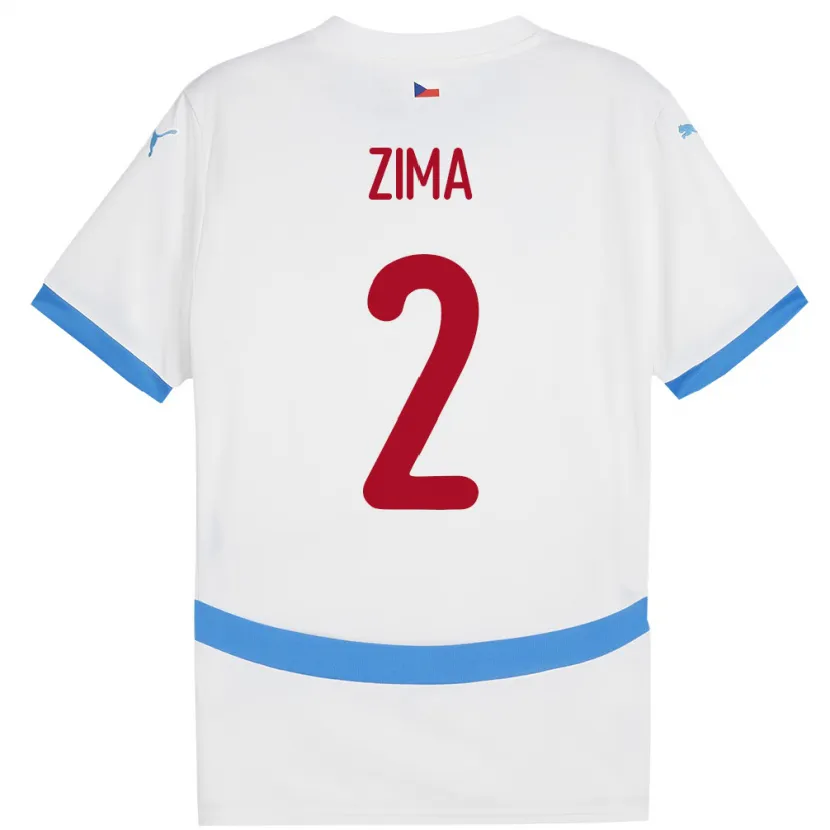 Danxen Femme Maillot Tchéquie David Zima #2 Blanc Tenues Extérieur 24-26 T-Shirt