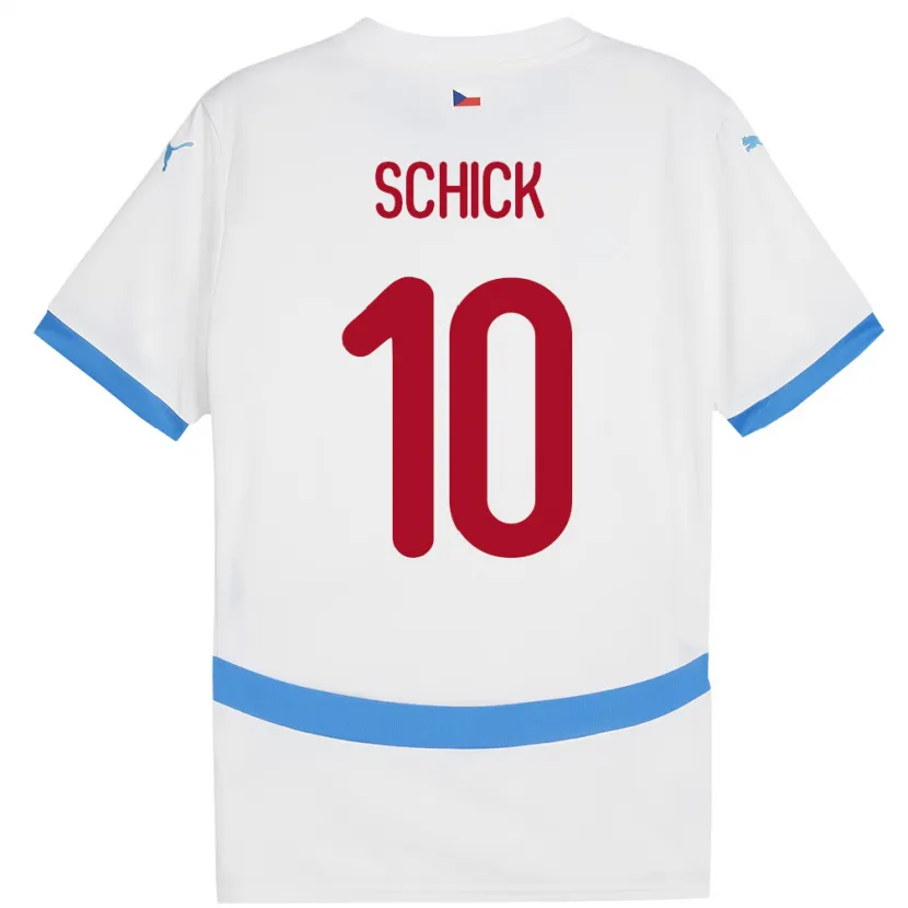 Danxen Femme Maillot Tchéquie Patrik Schick #10 Blanc Tenues Extérieur 24-26 T-Shirt