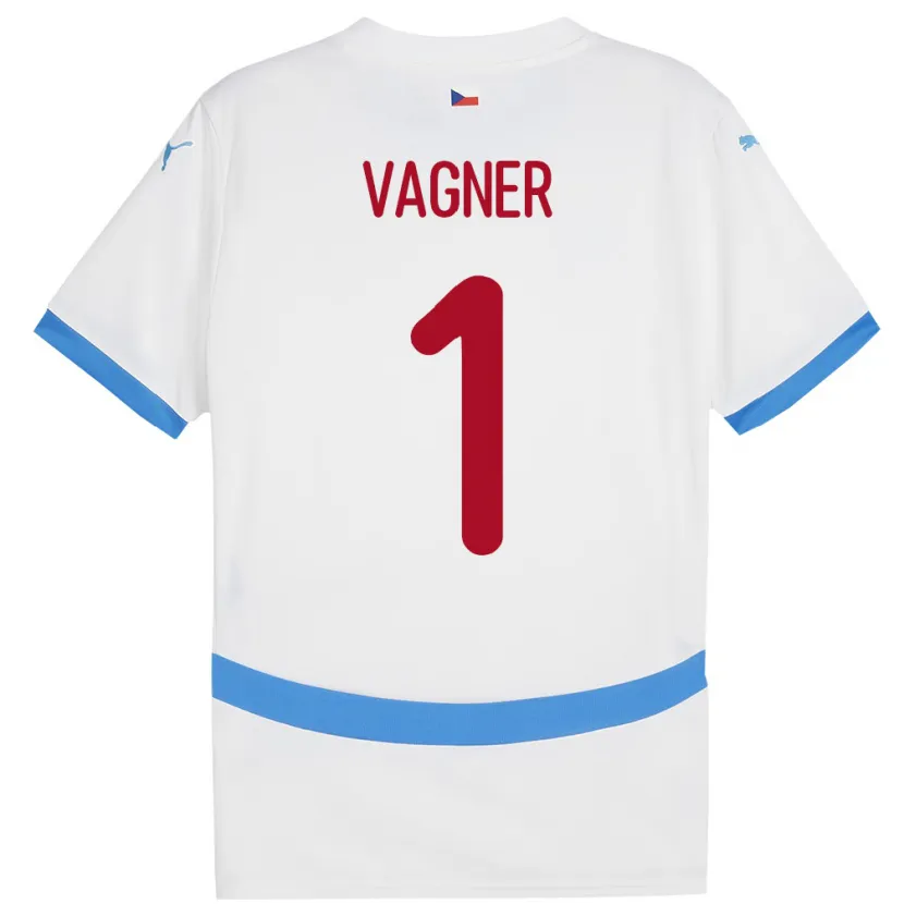 Danxen Femme Maillot Tchéquie Matyas Vagner #1 Blanc Tenues Extérieur 24-26 T-Shirt