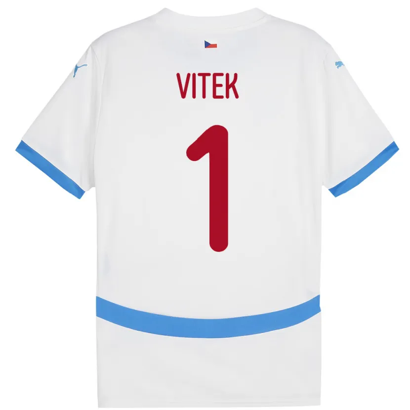 Danxen Femme Maillot Tchéquie Radek Vitek #1 Blanc Tenues Extérieur 24-26 T-Shirt