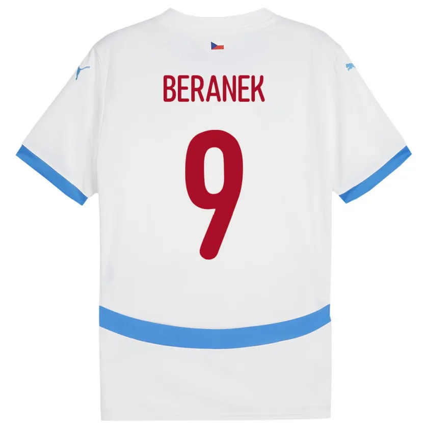 Danxen Femme Maillot Tchéquie Marek Beranek #9 Blanc Tenues Extérieur 24-26 T-Shirt