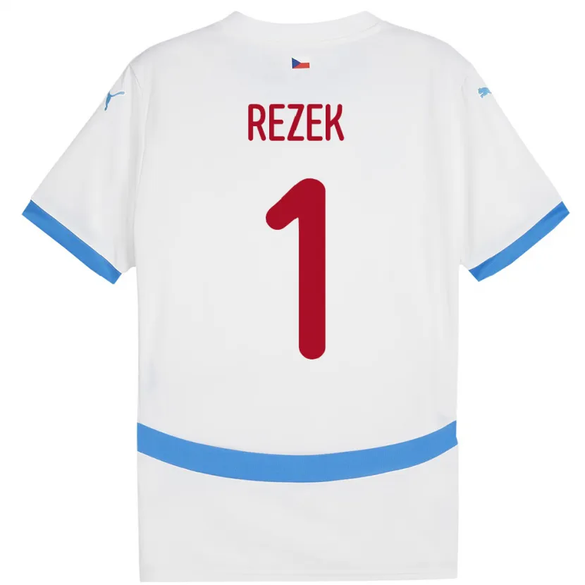 Danxen Femme Maillot Tchéquie Adam Rezek #1 Blanc Tenues Extérieur 24-26 T-Shirt