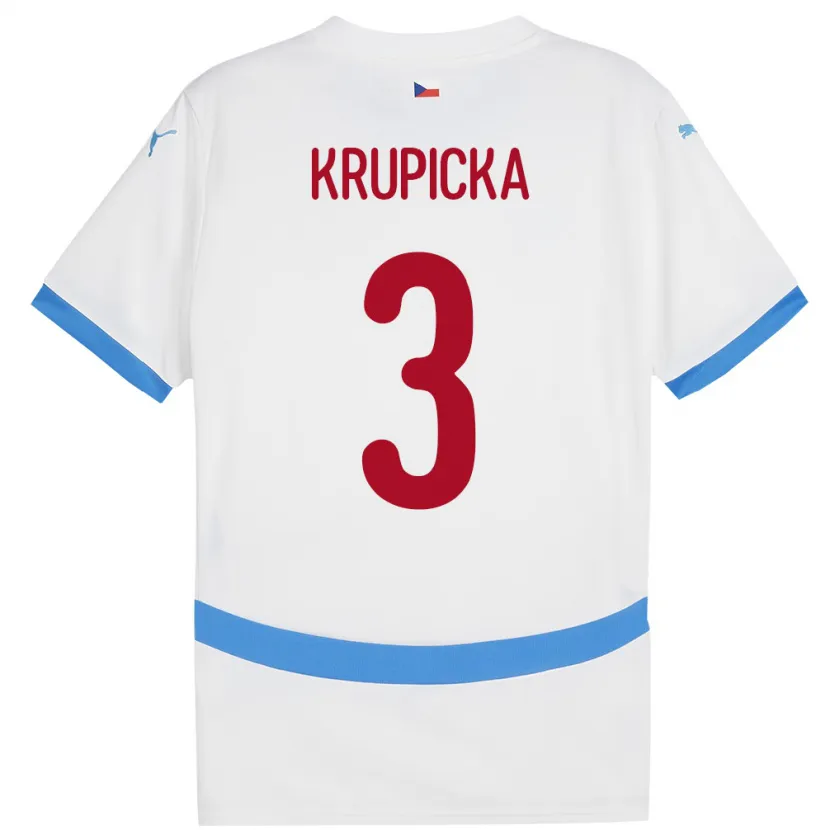 Danxen Femme Maillot Tchéquie David Krupicka #3 Blanc Tenues Extérieur 24-26 T-Shirt