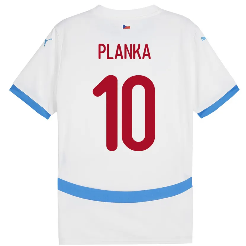 Danxen Femme Maillot Tchéquie David Planka #10 Blanc Tenues Extérieur 24-26 T-Shirt