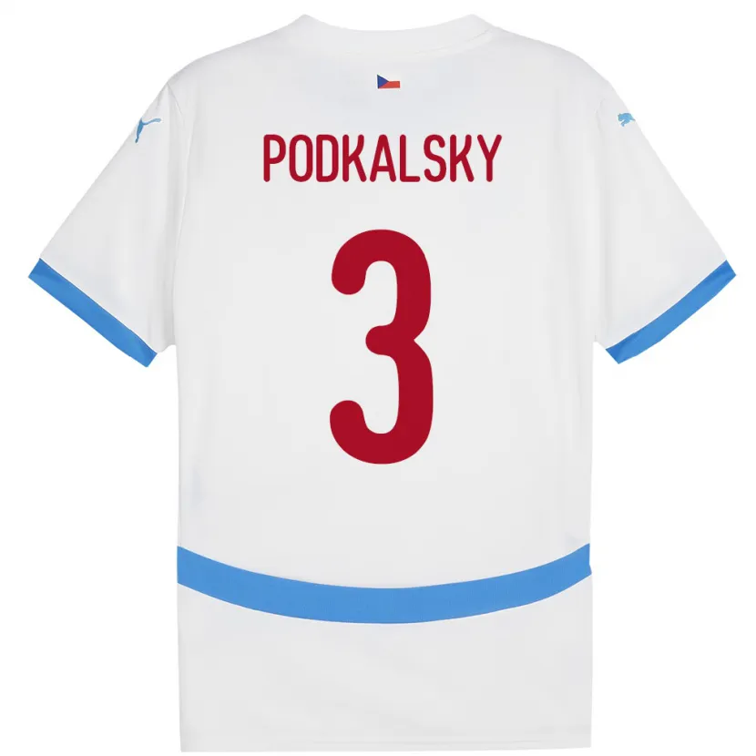 Danxen Femme Maillot Tchéquie Jakub Podkalsky #3 Blanc Tenues Extérieur 24-26 T-Shirt