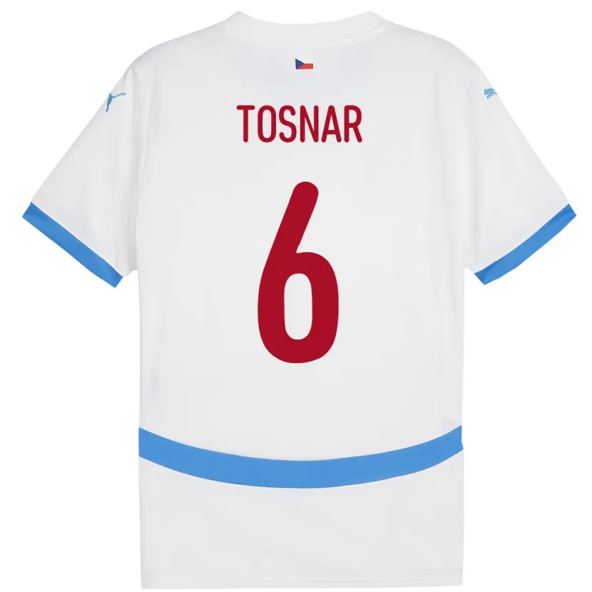 Danxen Femme Maillot Tchéquie Jakub Tosnar #6 Blanc Tenues Extérieur 24-26 T-Shirt