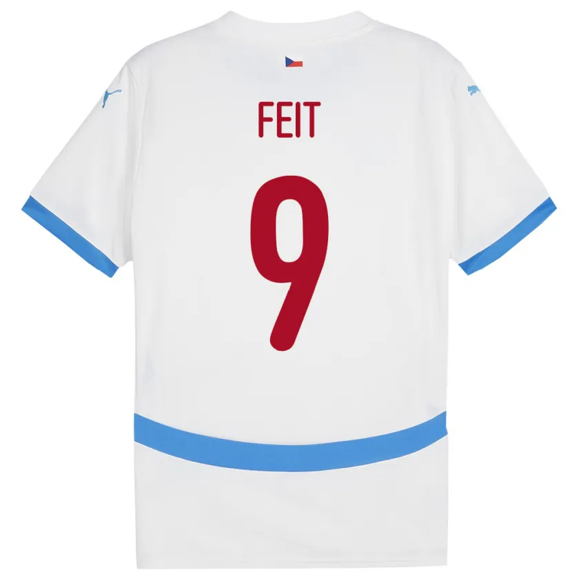 Danxen Femme Maillot Tchéquie Jan Feit #9 Blanc Tenues Extérieur 24-26 T-Shirt