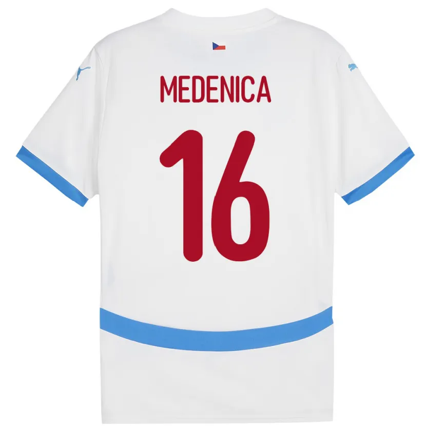 Danxen Femme Maillot Tchéquie Djordjije Medenica #16 Blanc Tenues Extérieur 24-26 T-Shirt