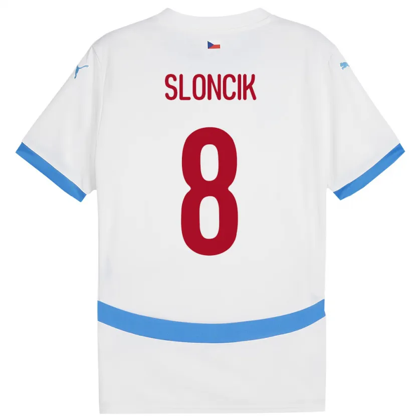 Danxen Femme Maillot Tchéquie Simon Sloncik #8 Blanc Tenues Extérieur 24-26 T-Shirt