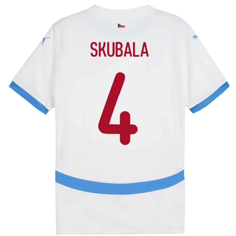 Danxen Femme Maillot Tchéquie Tomas Skubala #4 Blanc Tenues Extérieur 24-26 T-Shirt