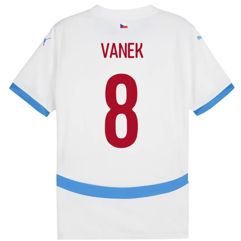 Danxen Femme Maillot Tchéquie Lukas Vanek #8 Blanc Tenues Extérieur 24-26 T-Shirt