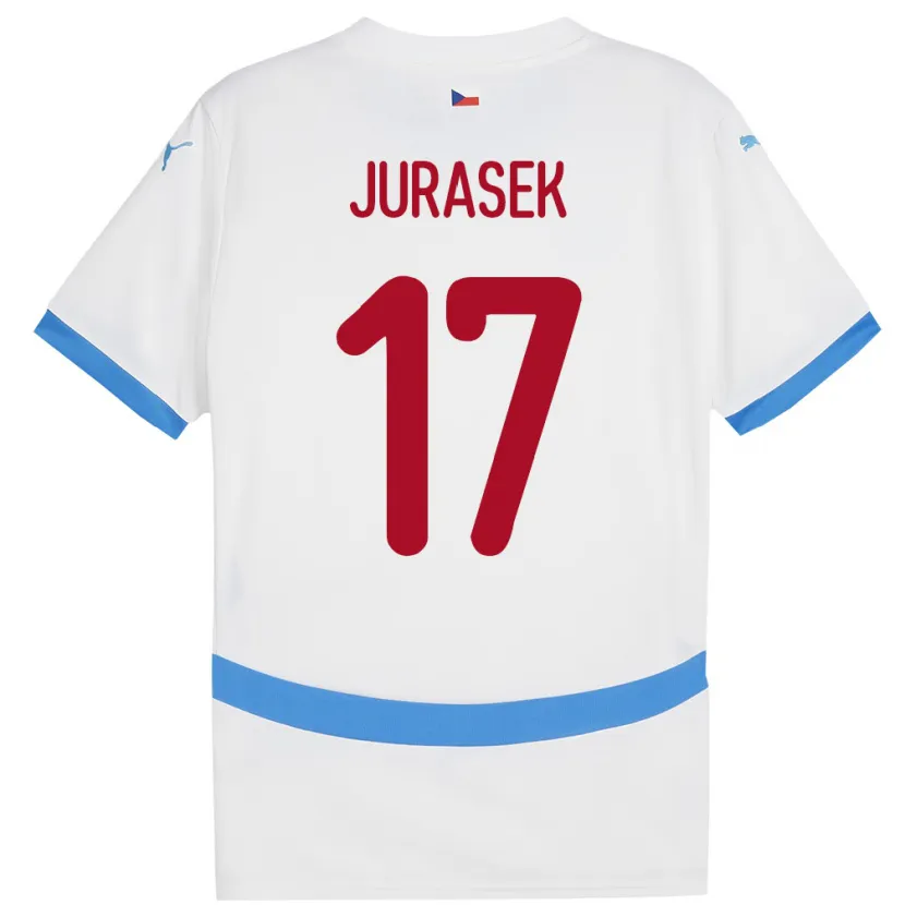 Danxen Femme Maillot Tchéquie Patrik Jurasek #17 Blanc Tenues Extérieur 24-26 T-Shirt