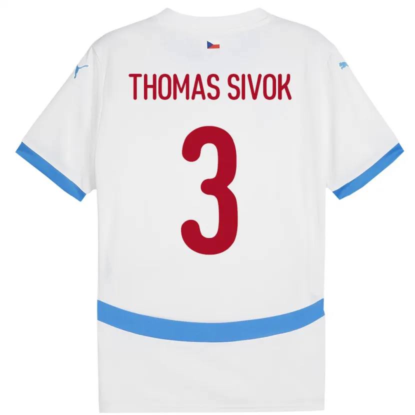 Danxen Femme Maillot Tchéquie Andre Thomas Sivok #3 Blanc Tenues Extérieur 24-26 T-Shirt
