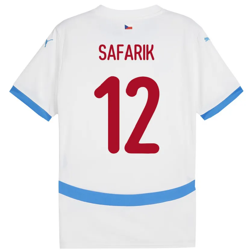 Danxen Femme Maillot Tchéquie Daniel Safarik #12 Blanc Tenues Extérieur 24-26 T-Shirt