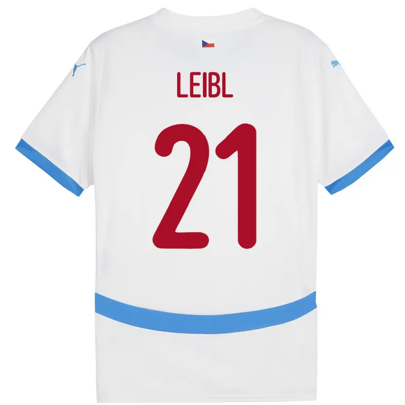 Danxen Femme Maillot Tchéquie Adam Leibl #21 Blanc Tenues Extérieur 24-26 T-Shirt