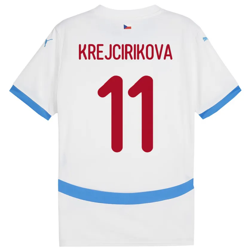 Danxen Femme Maillot Tchéquie Tereza Krejčiříková #11 Blanc Tenues Extérieur 24-26 T-Shirt