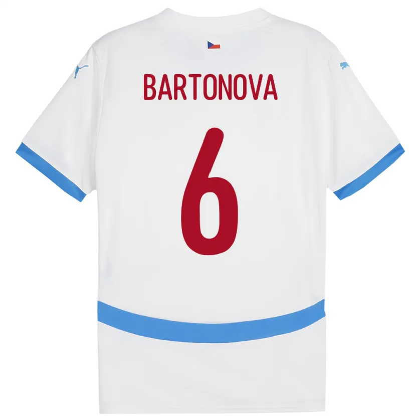 Danxen Femme Maillot Tchéquie Eva Bartoňová #6 Blanc Tenues Extérieur 24-26 T-Shirt