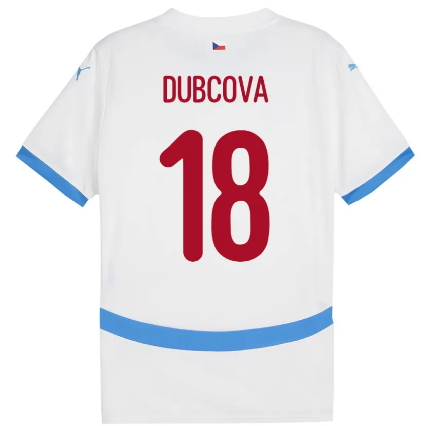Danxen Femme Maillot Tchéquie Kamila Dubcová #18 Blanc Tenues Extérieur 24-26 T-Shirt