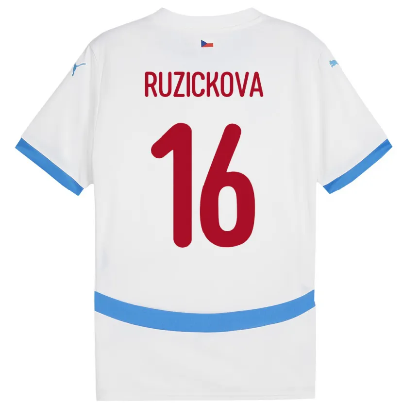 Danxen Femme Maillot Tchéquie Barbora Růžičková #16 Blanc Tenues Extérieur 24-26 T-Shirt
