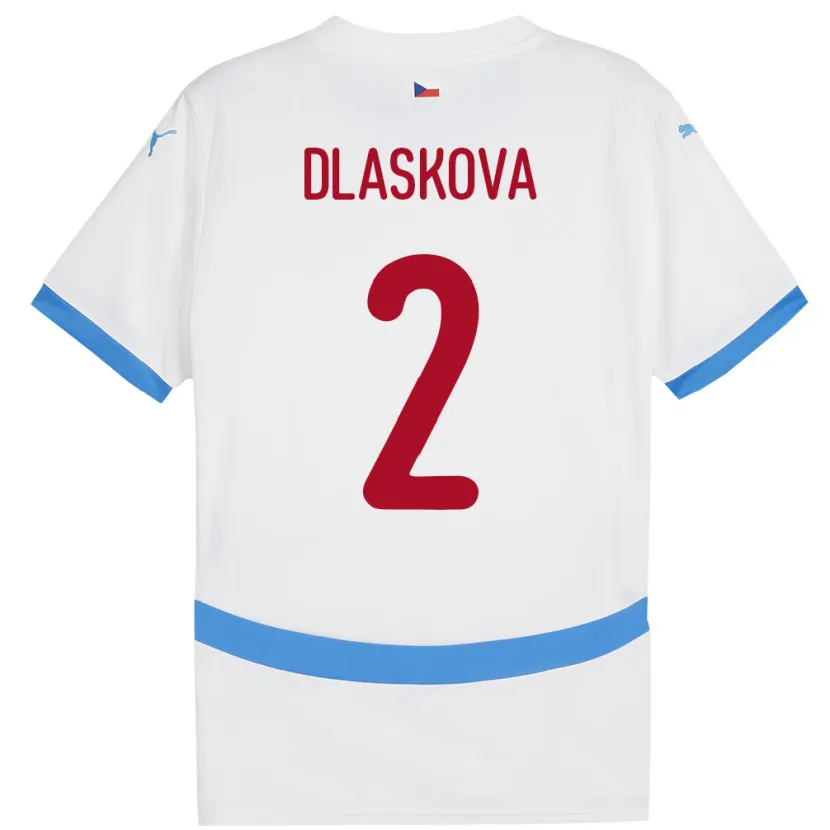 Danxen Femme Maillot Tchéquie Anna Dlasková #2 Blanc Tenues Extérieur 24-26 T-Shirt