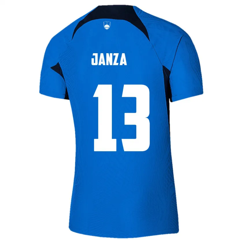 Danxen Femme Maillot Slovénie Erik Janza #13 Bleu Tenues Extérieur 24-26 T-Shirt