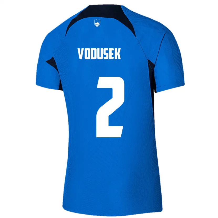 Danxen Femme Maillot Slovénie Luka Vodusek #2 Bleu Tenues Extérieur 24-26 T-Shirt