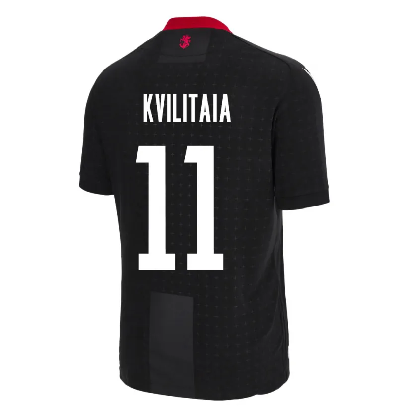 Danxen Femme Maillot Géorgie Giorgi Kvilitaia #11 Noir Tenues Extérieur 24-26 T-Shirt