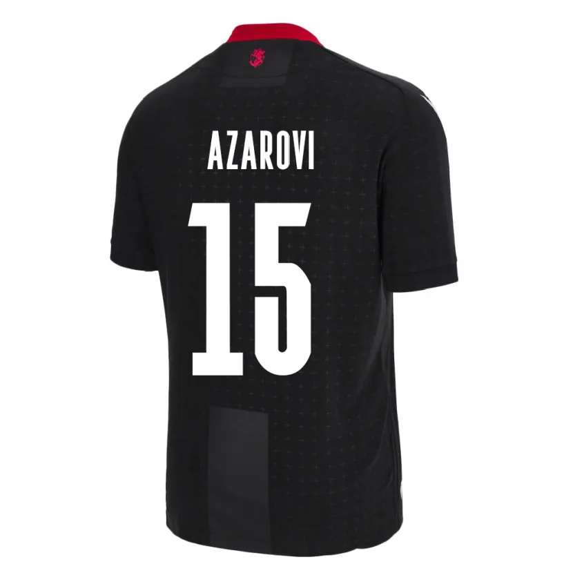 Danxen Femme Maillot Géorgie Irakli Azarovi #15 Noir Tenues Extérieur 24-26 T-Shirt