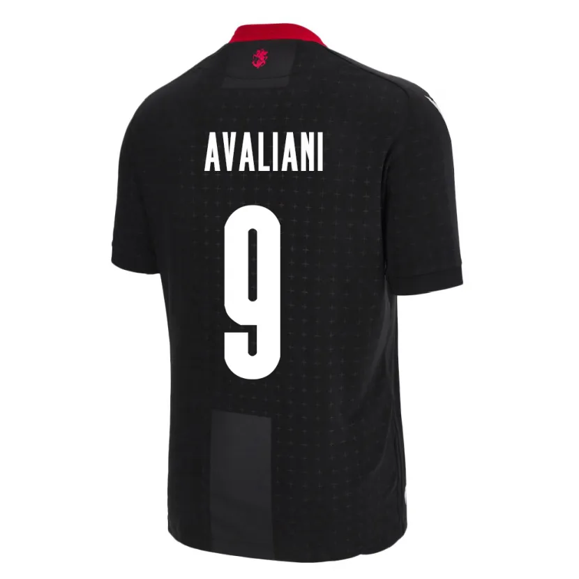 Danxen Femme Maillot Géorgie Aleksandre Avaliani #9 Noir Tenues Extérieur 24-26 T-Shirt