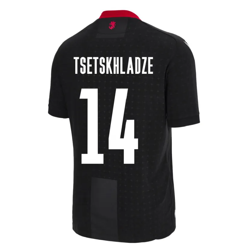 Danxen Femme Maillot Géorgie Nikoloz Tsetskhladze #14 Noir Tenues Extérieur 24-26 T-Shirt