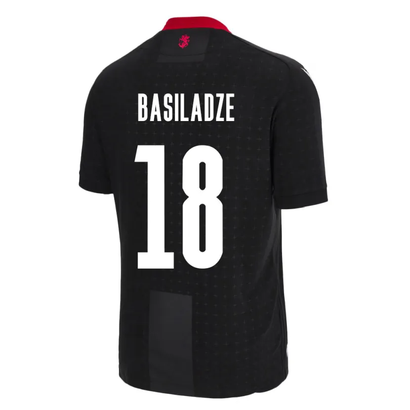 Danxen Femme Maillot Géorgie Aleko Basiladze #18 Noir Tenues Extérieur 24-26 T-Shirt
