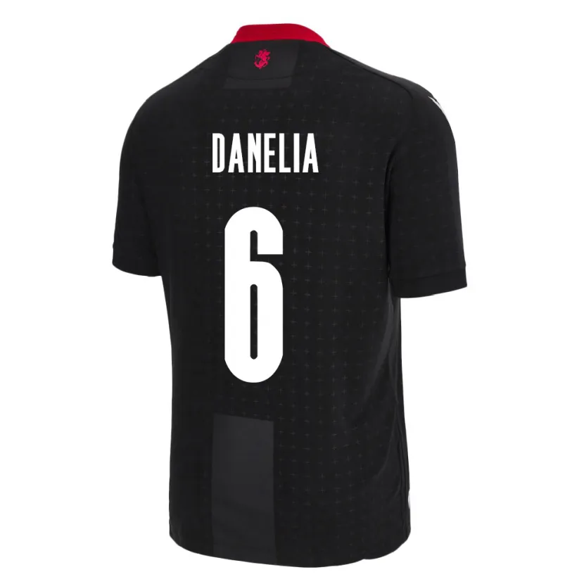 Danxen Femme Maillot Géorgie Natia Danelia #6 Noir Tenues Extérieur 24-26 T-Shirt