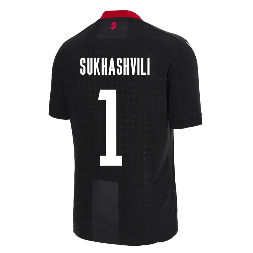 Danxen Femme Maillot Géorgie Teona Sukhashvili #1 Noir Tenues Extérieur 24-26 T-Shirt