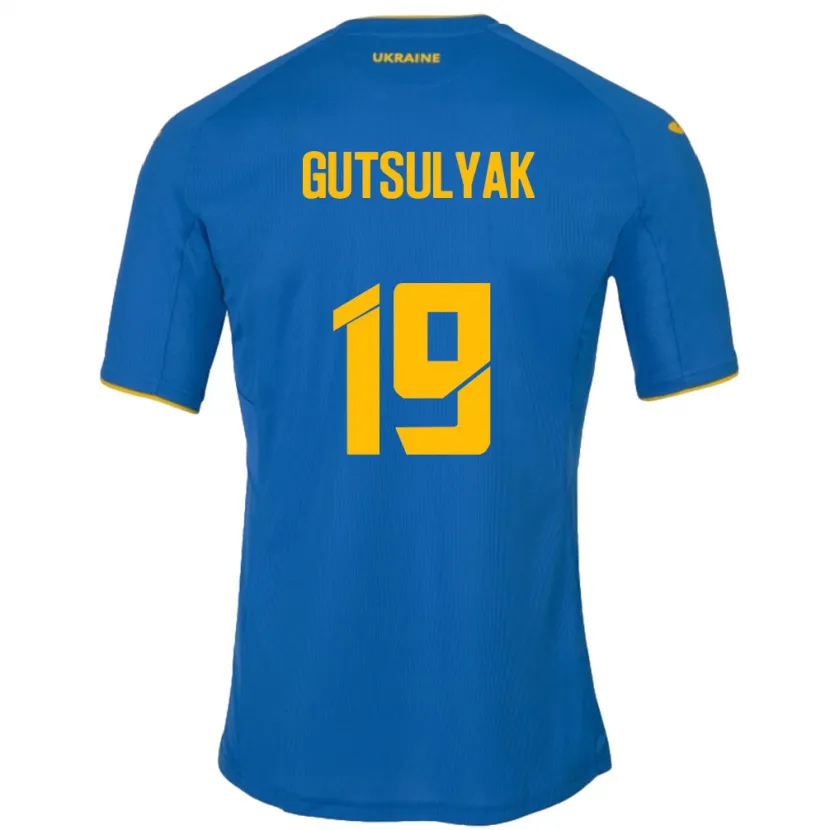 Danxen Femme Maillot Ukraine Oleksiy Gutsulyak #19 Bleu Tenues Extérieur 24-26 T-Shirt